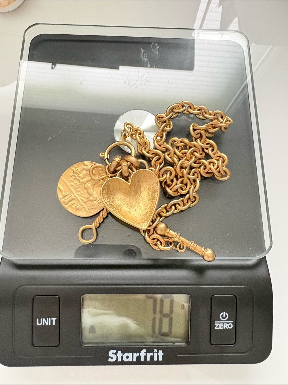 Matte Gold Pendant Charm Necklace with Heart Coin Cross Charms - Picture 13 of 13